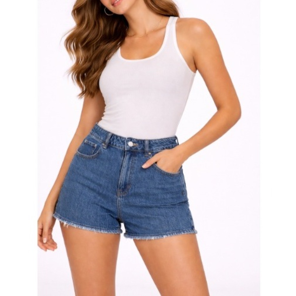 Pacsun Women's Dark Indigo High Rise‎ Rigid Denim Mom Shorts Size 28 NWT